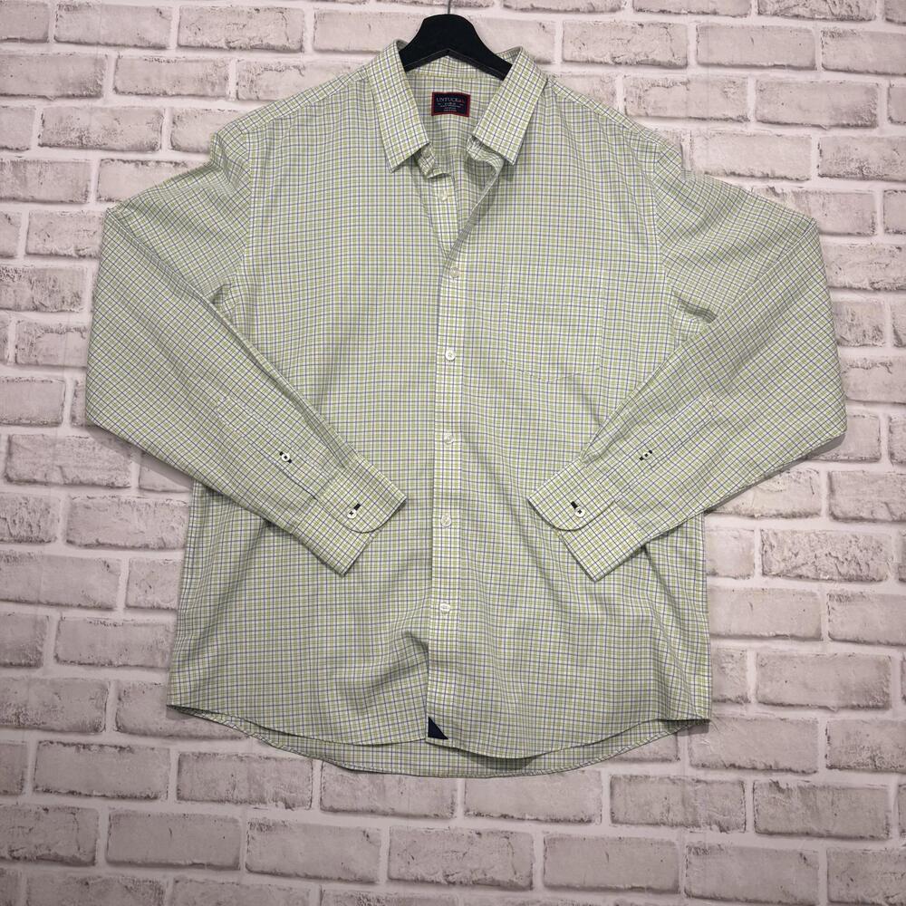 UNTUCKit Slim Fit Wrinkle Free Dress Shirt‎ Men's XL Mint Green Plaid
